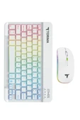 Torima TMK-09 Beyaz Şarj Edilebilir RGB Işıklı Kablosuz Klavye Mouse Seti thumbnail 5