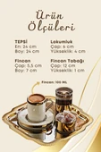 Tepsili Gold Porselen Fincan Seti Damat Kahvesi-Söz Nişan Türk Kahvesi Kahve Fincanı - 4