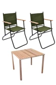 2 Adet 120 Kg kapasiteli Katlanır Kamp Sandalyesi ve 60 x 60 Kamp Masası-2-AS-6060 - 1