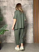 Kadın Kısa Kollu Bisiklet Yaka Viskon Iki Iplik Bluz Ve Pantolon Ikili Takım thumbnail 3