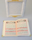 Pleksi Süslemeli Yasinli Kuran-ı Kerim Seti Beyaz thumbnail 8