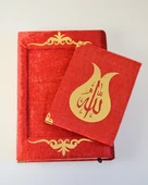 Pleksi Süslemeli Yasinli Kuran-ı Kerim Seti Kırmızı - 1