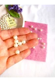 100 ADET KREM İNCİ BONCUK HEDİYE DELİKLİ KOLYE BİLEKLİK TAKI APARATI SERT PLASTİK 8 mm - 2