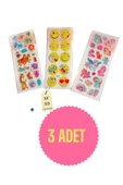 3 ADET STİCKER PARLAK YAPIŞKANLI KIZ ERKEK ÇOCUK TELEFON DEFTER DOLAP AYNA HEDİYE STİCKER - 1