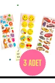 3 ADET STİCKER PARLAK YAPIŞKANLI KIZ ERKEK ÇOCUK TELEFON DEFTER DOLAP AYNA HEDİYE STİCKER - 1