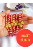 10 ADET SARI BONCUKLU MARTENİÇKA BİLEKLİK ŞANS ARKADAŞ SEVGİLİ EŞ ÇOCUK HEDİYE BAHAR BİLEKLİĞİ - 1