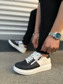 JY155 Warrior Bağcıklı ve Fermuarlı Cilt Erkek Günlük Sneaker Ayakkabı CBT - Beyaz/Siyah thumbnail 3