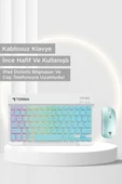 Torima TMK-09 Mavi Şarj Edilebilir RGB Işıklı Kablosuz Klavye Mouse Seti thumbnail 3