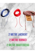 BİLEKLİK KOLYE İPİ, MAKROME , PARAŞÜT İPİ, RENKLİ KIRMIZI LACİVERT VE MARTENİÇKA İPİ - 1