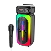 Karaoke Mikrofonlu Bluetooth Hoparlör Led Işıklı Taşınabilir Kablosuz Müzik Çalar - 2
