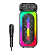 Karaoke Mikrofonlu Bluetooth Hoparlör Led Işıklı Taşınabilir Kablosuz Müzik Çalar - 1