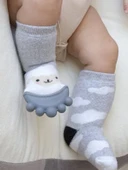 BabyJem Silikon Diş Kaşıyıcılı Havlu Bebek Çorap Gri thumbnail 2