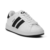 Unisex Beyaz Siyah Bağcıklı Rahat Sneaker Günlük Spor Ayakkabı thumbnail 2