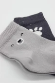 Bistyle Bear Penye Soket Çorap 2'Li BS10116 Gri thumbnail 4