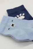Bistyle Bear Penye Soket Çorap 2'Li BS10116 Mavi thumbnail 4