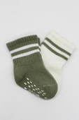 Bistyle Çemberli Kaymaz Soket Çorap 2'Li BS10125 Nil Ekru thumbnail 4