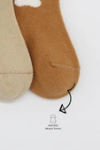 Bistyle Bear Penye Soket Çorap 2'Li BS10116 Bej thumbnail 3