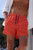 Su İtici Özellikli Dijital Baskılı Erkek Deniz Şort Mayo - 164-Oranj thumbnail 2