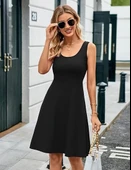 Kadın Askılı Yuvarlak Yaka Kısa Viskon Elbise thumbnail 1