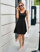 Kadın Askılı Yuvarlak Yaka Kısa Viskon Elbise thumbnail 3