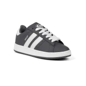 Unisex Gri Beyaz Siyah Bağcıklı Rahat Sneaker Günlük Spor Ayakkabı thumbnail 2