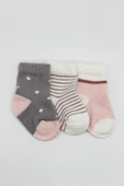 Bistyle 3'Lü Penye Kız Soket Çorap BS10112 Gri thumbnail 2