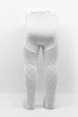 Bistyle Tekli Ekose Kabartma Penye Külotlu Çorap BS50105 Beyaz thumbnail 3