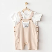 Andywawa AC25845 Happy Animals Bebek Salopet Takım Beige - 1