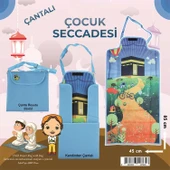 Çantaya Dönüşen Katlanabilir Çocuk Seccadesi - Mavi - 1