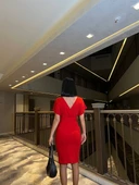 Kadın Dalgıç Krep V Yaka Ve Sırt Dekolte Detaylı Elbise thumbnail 3