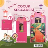 Çantaya Dönüşen Katlanabilir Çocuk Seccadesi - Pembe - 1
