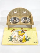 İsme Özel Pati Mama Kabı 2 Kaseli Kedi Köpek Suluk Mamalık, Paspas ve Avokado Kedi Nanesi Hediye - 3