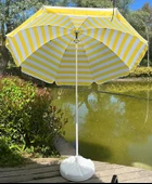 Plaj Şemsiyesi 180 CM Çap Sarı Beyaz Renkli 8 Telli Eğim Verilebilir thumbnail 5