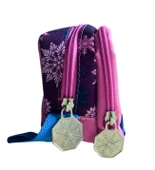 SULUK HEDİYELİ  - Frozen Elsa Lisanslı Kalemlik - Çift Taraflı Fermuarlı Mor Pembe Kalem Çantası - 2