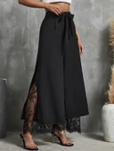 Kadın Yüksek Bel Belden Kuşaklı üst Dalgıç Alt Dantel Detaylı Dalgıç Pantolon Takım thumbnail 3