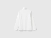 Kız Çocuk Ekru Balıkçı Yaka Basic T-Shirt - 2