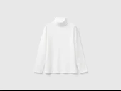 Kız Çocuk Ekru Balıkçı Yaka Basic T-Shirt - 1