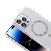 Apple iPhone 14 Pro Max Kılıf Taşlı Tasarım M-safe Şarj Özellikli Zore Koment Silikon Kapak thumbnail 5