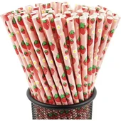 3B Trend Kağıt Pipet Çilek Desenli 25'li thumbnail 1