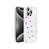 Apple iPhone 15 Pro Kılıf M-Safe Şarj Özellikli Şeffaf Zore Folk Sert Kapak thumbnail 1