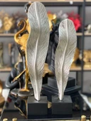 2 Li Dekoratif Kaideli Tüy Yaprak Biblo Modern Özel Tasarım Obje thumbnail 3