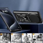 Xiaomi Redmi Note 14 Pro 4G Kılıf Magnetik Standlı Kamera Korumalı Zore Sürgülü Vega Kapak - 3