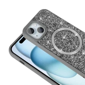 Apple iPhone 15 Kılıf Pırlanta Tasarımlı M-safe Şarj Özellikli Zore Mozaik Silikon Kapak thumbnail 7