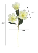 Yapay Çiçek Krem Manolya Islak Doku 3 Kafalı Uzun Dal Çiçek Flowers 80cm thumbnail 2