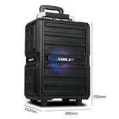 Shile SL-2017 50 Watt Taşınabilir Seyyar Aktif Amfi Hoparlör Kablosuz EL + Yaka Mikrofonlu USB+SD+BT Kumandalı thumbnail 3