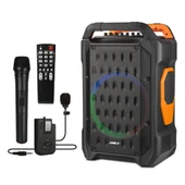 Shile SL-10 120 Watt Taşınabilir Seyyar Amfi Hoparlör Kablosuz 1 EL + 1 Yaka Mikrofonlu Kumandalı USB+SD+BT - 1