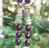 2402 Garden Kuvars Garnet Krizopras Sedef el yapımı kolye - 6