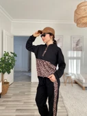 Kadın Uzun Kollu Leopar Detay Sweat Ve Yanı Leopar şerit Detay Pantolon Ikili Takım thumbnail 4