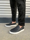 JY180 Estilo X Bağcıksız Cilt Erkek Günlük Spor Klasik Ayakkabı CBT - Siyah - 2