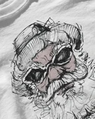 Erkek Beyaz Relaxed Fit %100 Pamuk Tişört – Mürekkep Çizgili Sakallı Adam & Gözlük Baskılı thumbnail 3